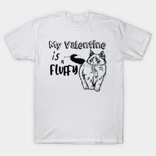 Valentine with A Fluffy Cat T-Shirt